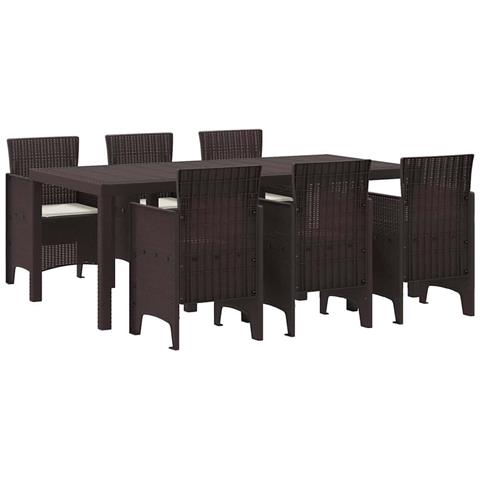 Set da Pranzo per Giardino 7 pcs Marrone Rattan Polt - Foto 1