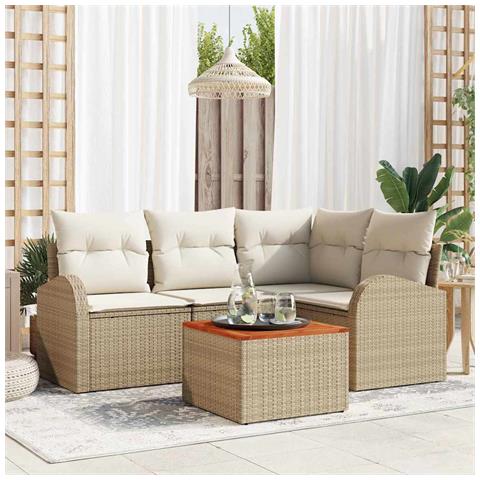 Set Divano da Giardino 5 pcs Beige e bianco - Foto 2