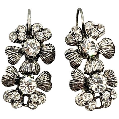 Pendente Doppio Fiore Cristallo Sw 925 Argento 10µ - Foto 1