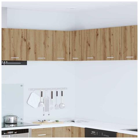 Armadio pensile Riga Rovere Artigiano e Bianco 57 x 57 x 40 cm - Foto 2