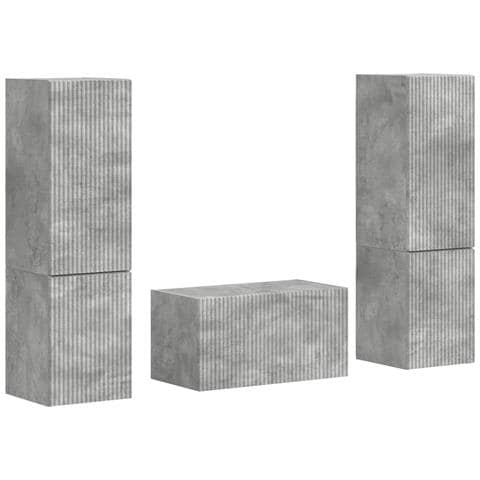 Set mobile TV 5 pcs Grigio cemento Legno multistrato - Foto 1