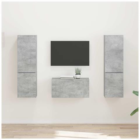 Set mobile TV 5 pcs Grigio cemento Legno multistrato - Foto 2