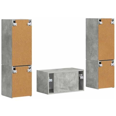 Set mobile TV 5 pcs Grigio cemento Legno multistrato - Foto 9