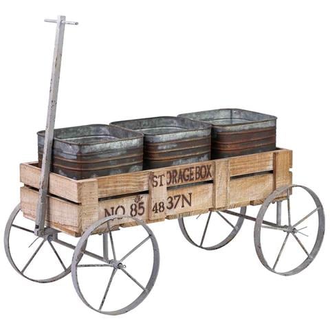 Carrello Espositivo In Legno E Metallo Marrone, 72,39x28,58x49,53 Cm - Foto 1