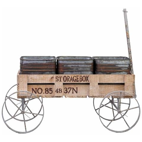Carrello Espositivo In Legno E Metallo Marrone, 72,39x28,58x49,53 Cm - Foto 2