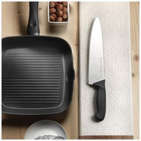 Coltello Cuoco Professionale P-9000 - Lama da 15cm in Acciaio Inox Forgiato - Manico Antiscivolo ergonomico nero - per taglio di carne, pesce e verdure - per Uso Domestico e Professionale - Made in Italy - Foto 2