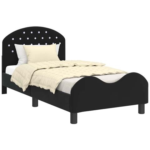 Struttura letto bambini con testata Nero 80 x 160 cm Velluto - Foto 1