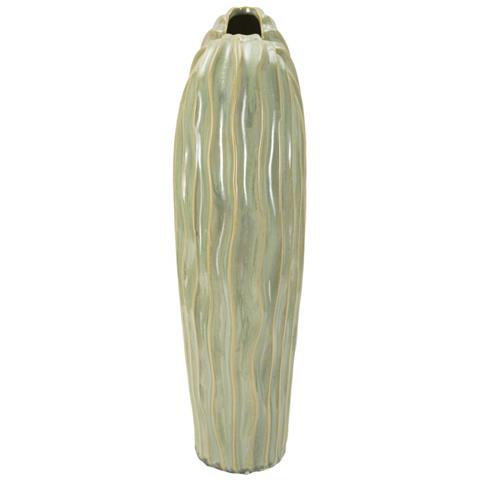 Vaso Venice Alto In Ceramica Verde Con Trama Ondulata - Foto 2