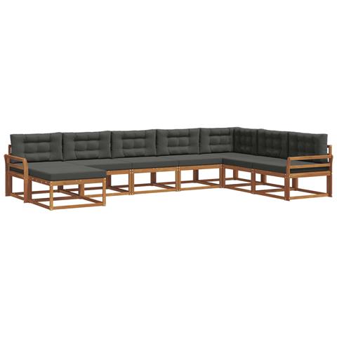 Set di divani da esterno con cuscino 8 pcs Naturale e Antracite - Foto 1