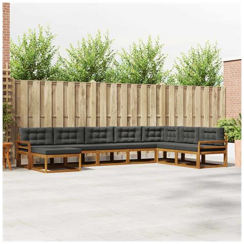 Set di divani da esterno con cuscino 8 pcs Naturale e Antracite - Foto 2