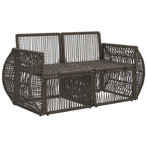 Divano da giardino 2-Numero di posti Grigio polyrattan - Foto 2
