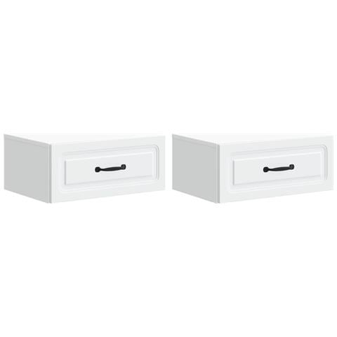 Mobiletto da notte a muro 2 pcs Bianco 49 x 34,5 x 20 cm - Foto 1