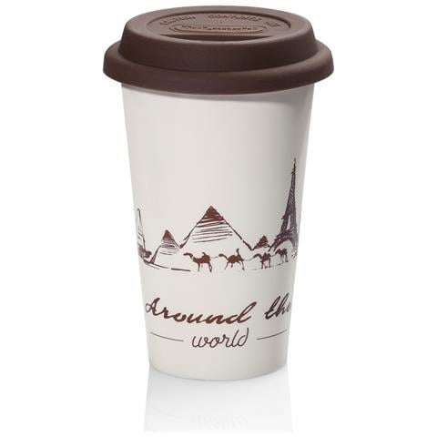 DLSC057 tazza da viaggio 350 ml Marrone, Bianco Ceramica - Foto 1