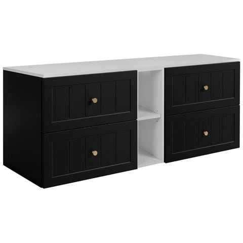 Mobile sottolavabo, Beige, 140 cm, Cassetti con chiusura ammortizzata, Ripiano con superficie di appoggio - Foto 1