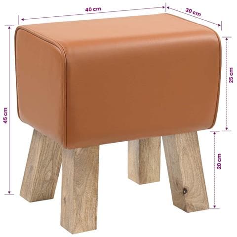 panchina 40 x 30 x 45 cm Pelle Vera Marrone - Foto 8