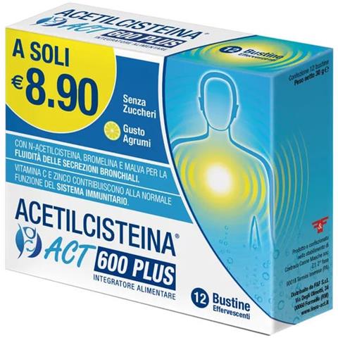 Acetilcisteina Act Plus NAC 600 12 Bustine Effervescenti Agrumi - Foto 2