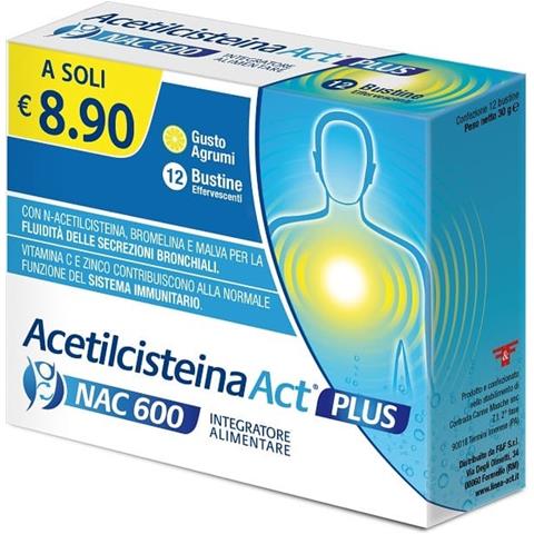 Acetilcisteina Act Plus NAC 600 12 Bustine Effervescenti Agrumi - Foto 1
