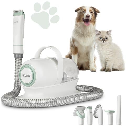 Aspiratore e Macchina per Toelettatura di animali domestici PAW400, 9 Accessori,Ciotola rimovibile 1L, 3 velocità di aspirazione, Bianco - Foto 2