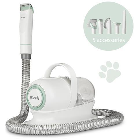Aspiratore e Macchina per Toelettatura di animali domestici PAW400, 9 Accessori,Ciotola rimovibile 1L, 3 velocità di aspirazione, Bianco - Foto 1