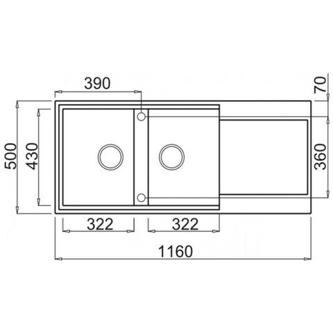 Lavello Easy 500 Metaltek 116x50 cm 2 vasche con gocciolatoio Colore Ghisa 70 - Foto 2