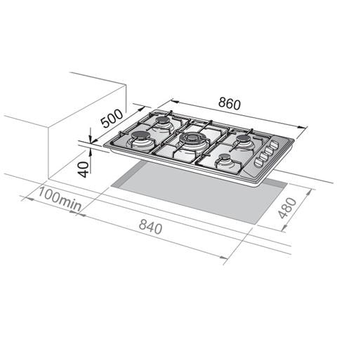 Delonghi Pli 59 Ghd Piano Cottura Acciaio Da Incasso 86 Cm Gas 5 Fornelli - Foto 1