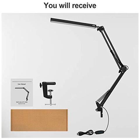 Desk Led Lampada Con Morsetto 10w Eye-care Dimmerabile Light Reading 3 Modalit Colore Forcellone Lampada Usb Clip-on Table Lamp Lampada Luce Del Giorno Per Accessori Da Scrivania Studio Lavoro Panchina Architetto Ufficio Camera - Foto 2
