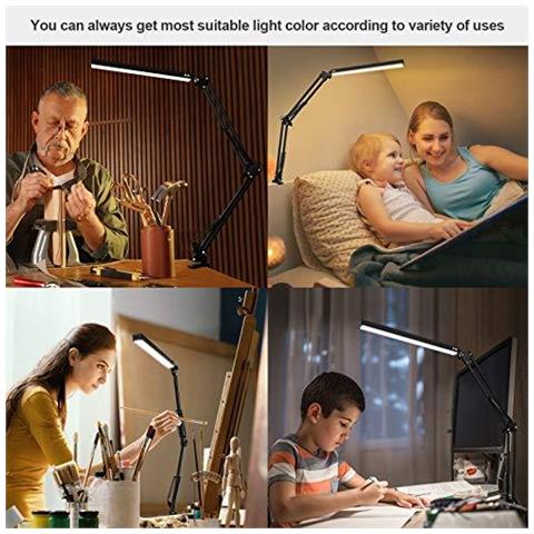 Desk Led Lampada Con Morsetto 10w Eye-care Dimmerabile Light Reading 3 Modalit Colore Forcellone Lampada Usb Clip-on Table Lamp Lampada Luce Del Giorno Per Accessori Da Scrivania Studio Lavoro Panchina Architetto Ufficio Camera - Foto 4