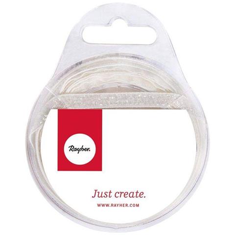 Nastro Di Velluto Con Effetto Metallico 4 M X 6 Mm - Bianco - Foto 1