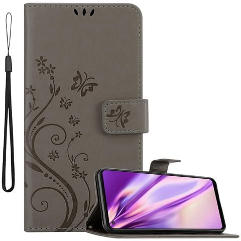 Custodia Compatibile Con Samsung Galaxy A21s In Grigio Fiore - Coperchio Protettivo In Design Floreale Con Chiusura Magnetica, Funzione Stand E Slot Per Carte - Foto 1