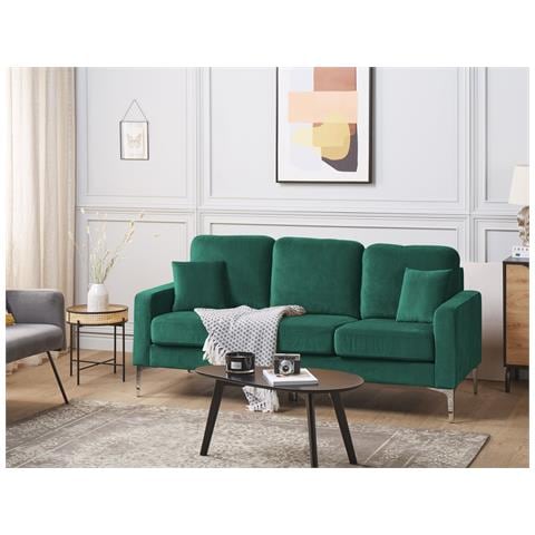 Divano 3 Posti Gavle Velluto Verde Smeraldo - Foto 1