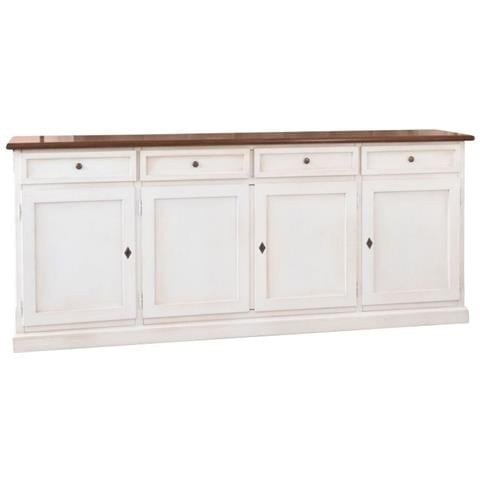 Madia Credenza Shabby Chic In Legno 4 Porte Bicolore L. 205 P. 42 H. 85 - Foto 1
