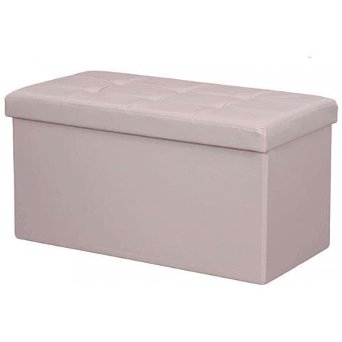 Baule Cassapanca Pouf Da Interno Rivestito In Ecopelle Chiudibile Salvaspazio - Pink - Foto 1