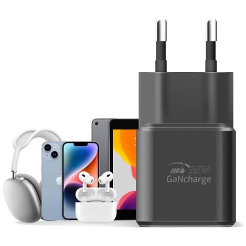 Caricabatterie Ultraveloce Gan Usb-c 35w Con Cavo Lightning Da 1,2 M, Nero - Foto 5