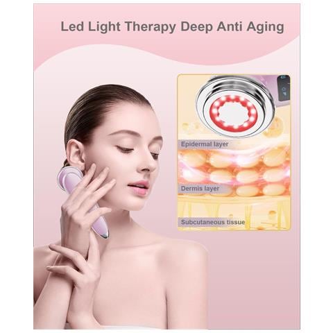 Massaggiatore Viso Lifting Viso Elettrico Massaggiatore Viso 4 In 1 Rassodamento Della Pelle Antietà Strumenti Rassodanti Per La Cura Della Pelle - Rosa - Foto 2