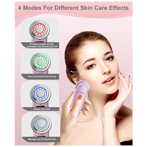 Massaggiatore Viso Lifting Viso Elettrico Massaggiatore Viso 4 In 1 Rassodamento Della Pelle Antietà Strumenti Rassodanti Per La Cura Della Pelle - Rosa - Foto 4