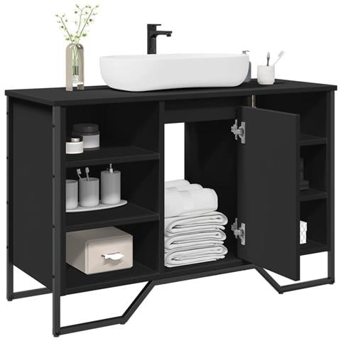 Mobile Lavabo Bagno Nero 91x35x60 cm in Truciolato - Foto 1