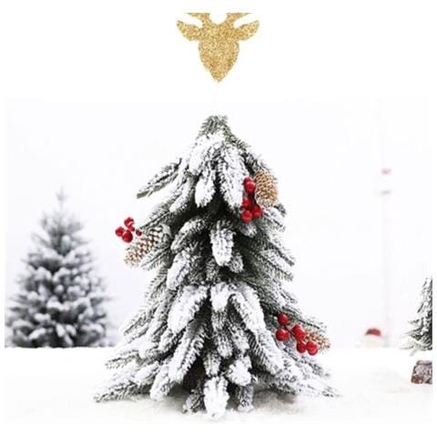 Albero Di Natale Pino Verde Artificiale Innevato Piccolo 40 Cm Con Neve Bacche - Foto 1
