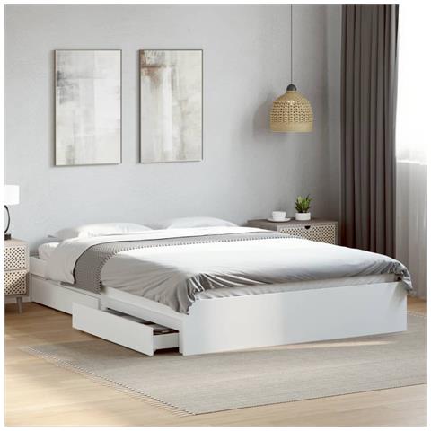 Giroletto Con Cassetti Bianco 150x200 Cm In Legno Multistrato - Foto 1