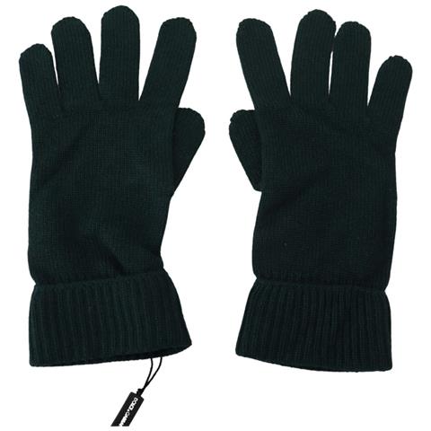 Guanti In Maglia Di Cashmere Verde Lunghezza Polso - 7.5-s - Foto 1