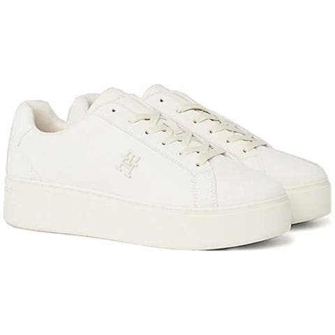 Platform Court Sneaker Ecru Sneakers Pelle Scarpe Donna Beige Eu 40, Fw0fw07912 Ybl - Foto 1