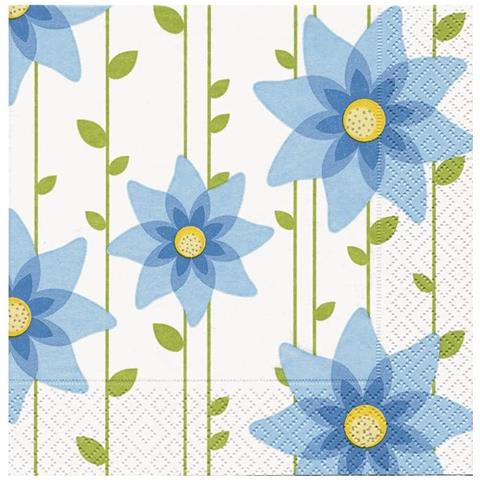 20 Pezzi - Confezione Da 20 Tovaglioli Per Decoupage 33x33cm - Fantasia Floreale Blu - Foto 1