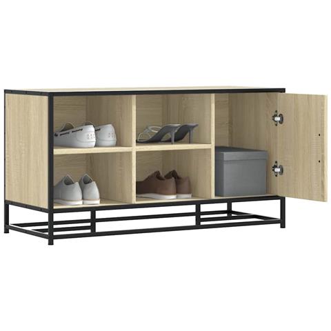 Scarpiera Sonoma Rovere 100x40x53,5 Cm In Truciolato E Metallo - Foto 1