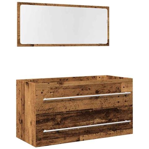 Set Mobili Da Bagno 2 Pz Legno Antico In Legno Multistrato - Foto 2