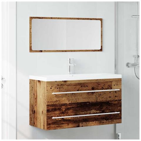 Set Mobili Da Bagno 2 Pz Legno Antico In Legno Multistrato - Foto 3