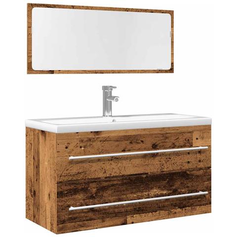 Set Mobili Da Bagno 2 Pz Legno Antico In Legno Multistrato - Foto 1