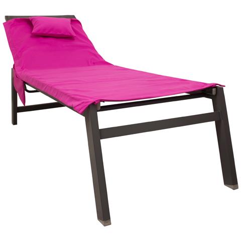 Lettino Mare Microfibra Lettino Con Cuscino E Tasche Modello Fluo Lettino Fucsia - Foto 1