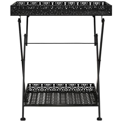 Lusso Casadino - Tavolo Da Tè Pieghevole Vintage Metallo 58x35x72 Cm Nero - Foto 1