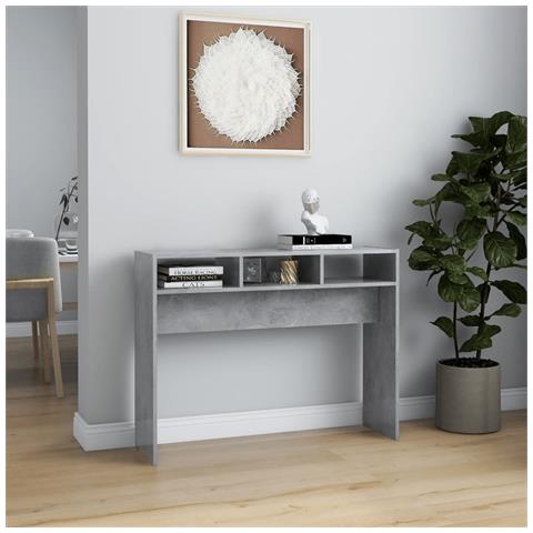 Lusso Casadino -  Tavolino Consolle Grigio Cemento 105x30x80cm Legno Multistrato - Foto 2