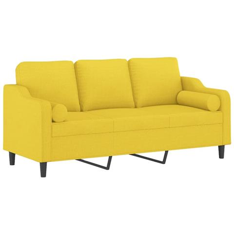 Divano A 3 Posti Con Cuscini Giallo Chiaro 180 Cm In Tessuto - Foto 2