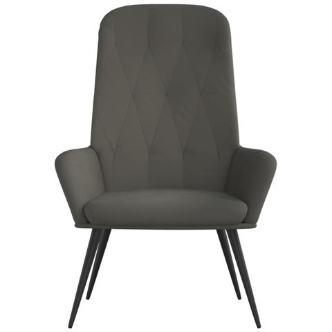 Sedia Relax Grigio Scuro In Velluto - Foto 2